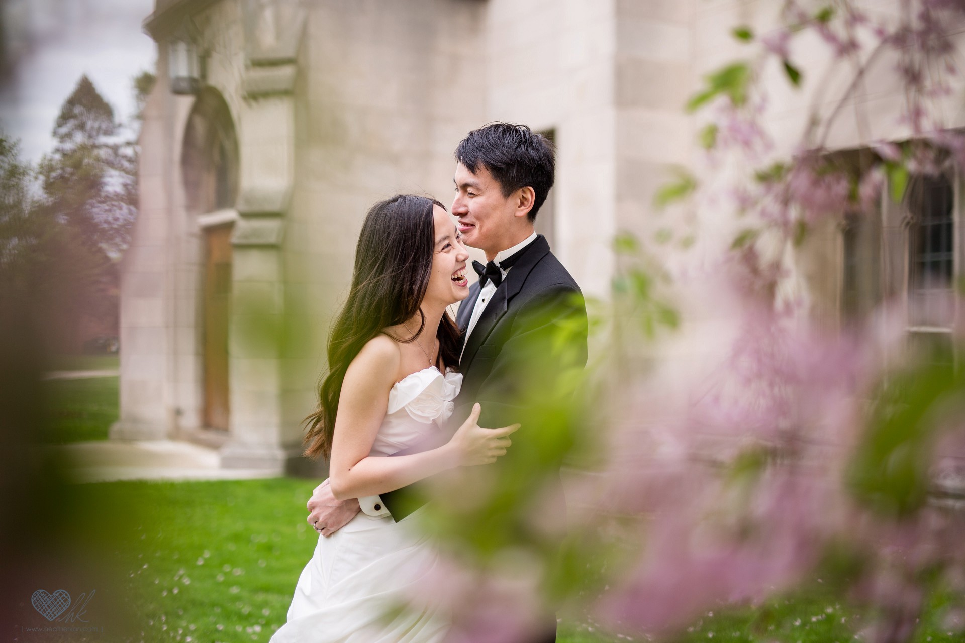 Holland Michigan campus wedding photographs cherry trees