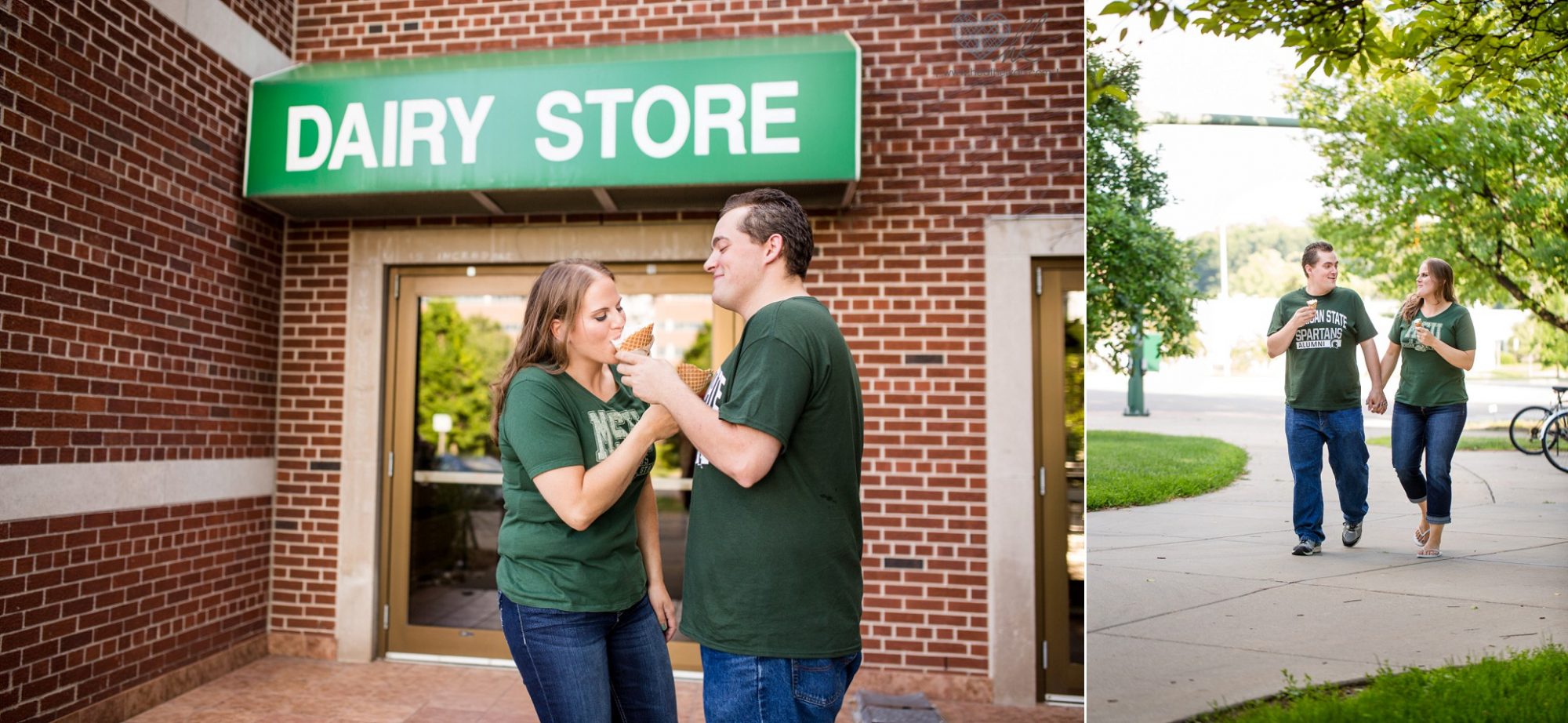 spartan pride engagement session at Dairy Store MSU