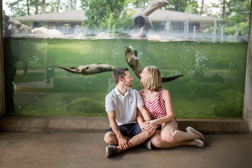 Potter Park Zoo engagement photographs with otters