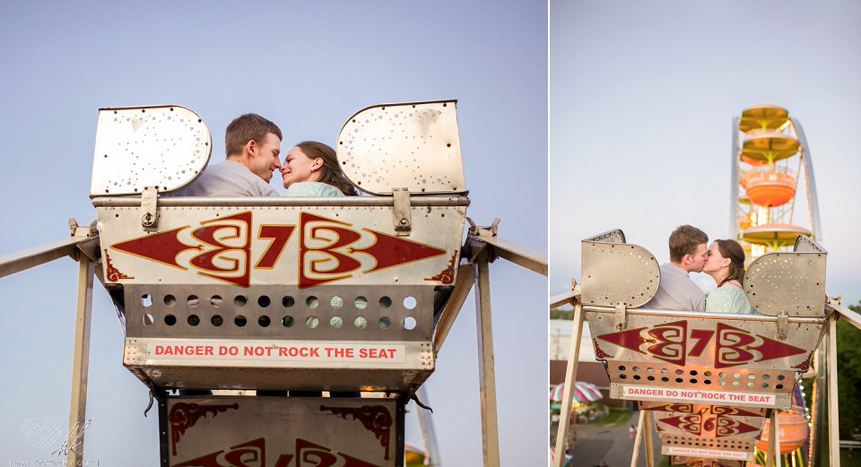 engagement photographs on the faris wheel at the Fowlerville Fair