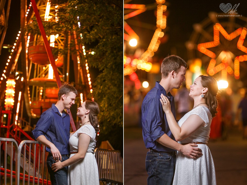 nighttime engagement photographs at the Fowlerville Fair