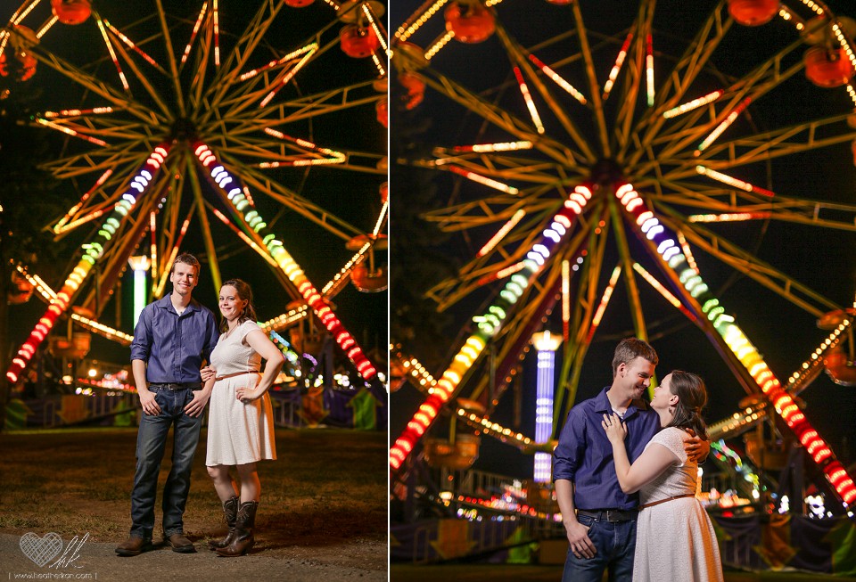 nighttime engagement photographs at the Fowlerville Fair by the faris wheel