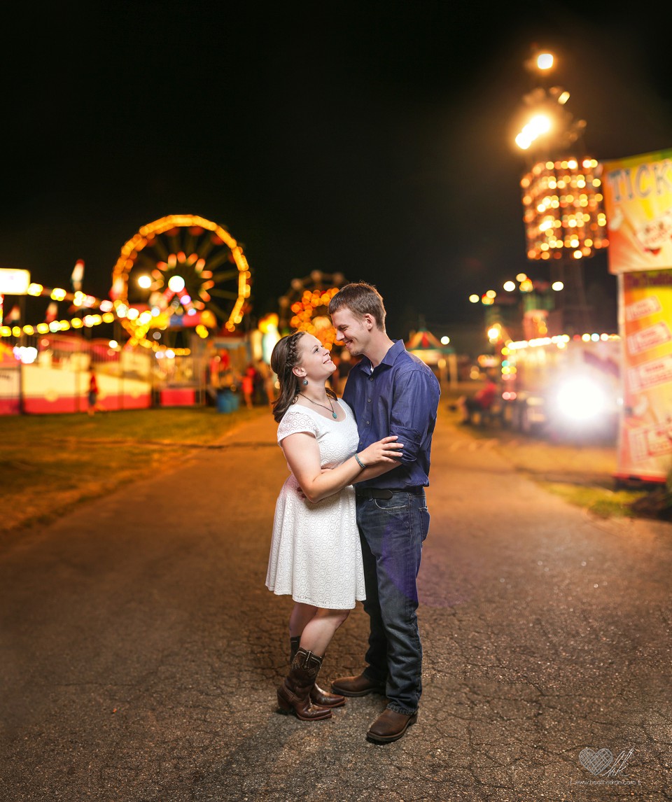 Fowlerville Fair nighttime engagement photographs