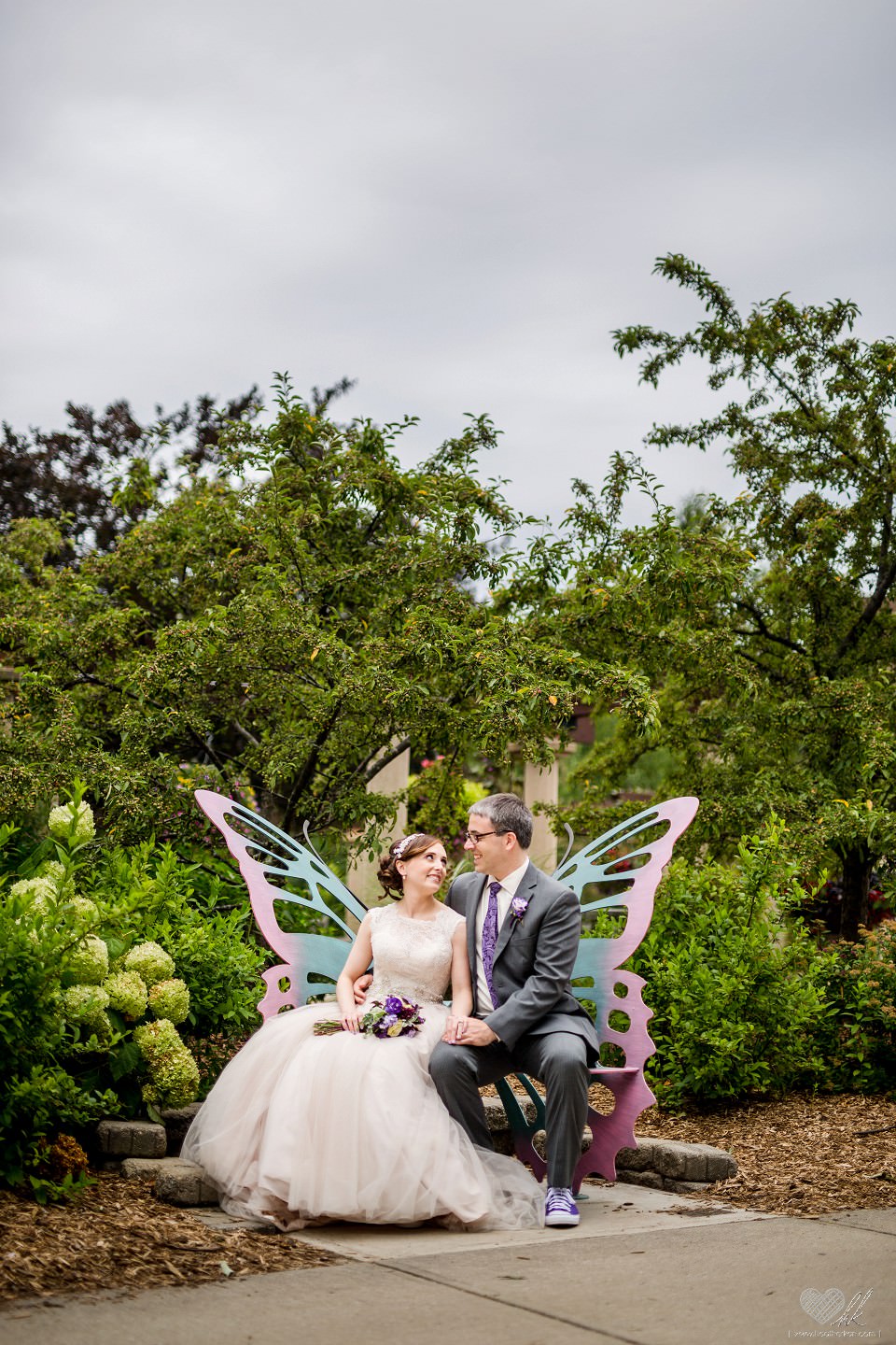 Horticulture Gardens butterfly chair MSU wedding photographs