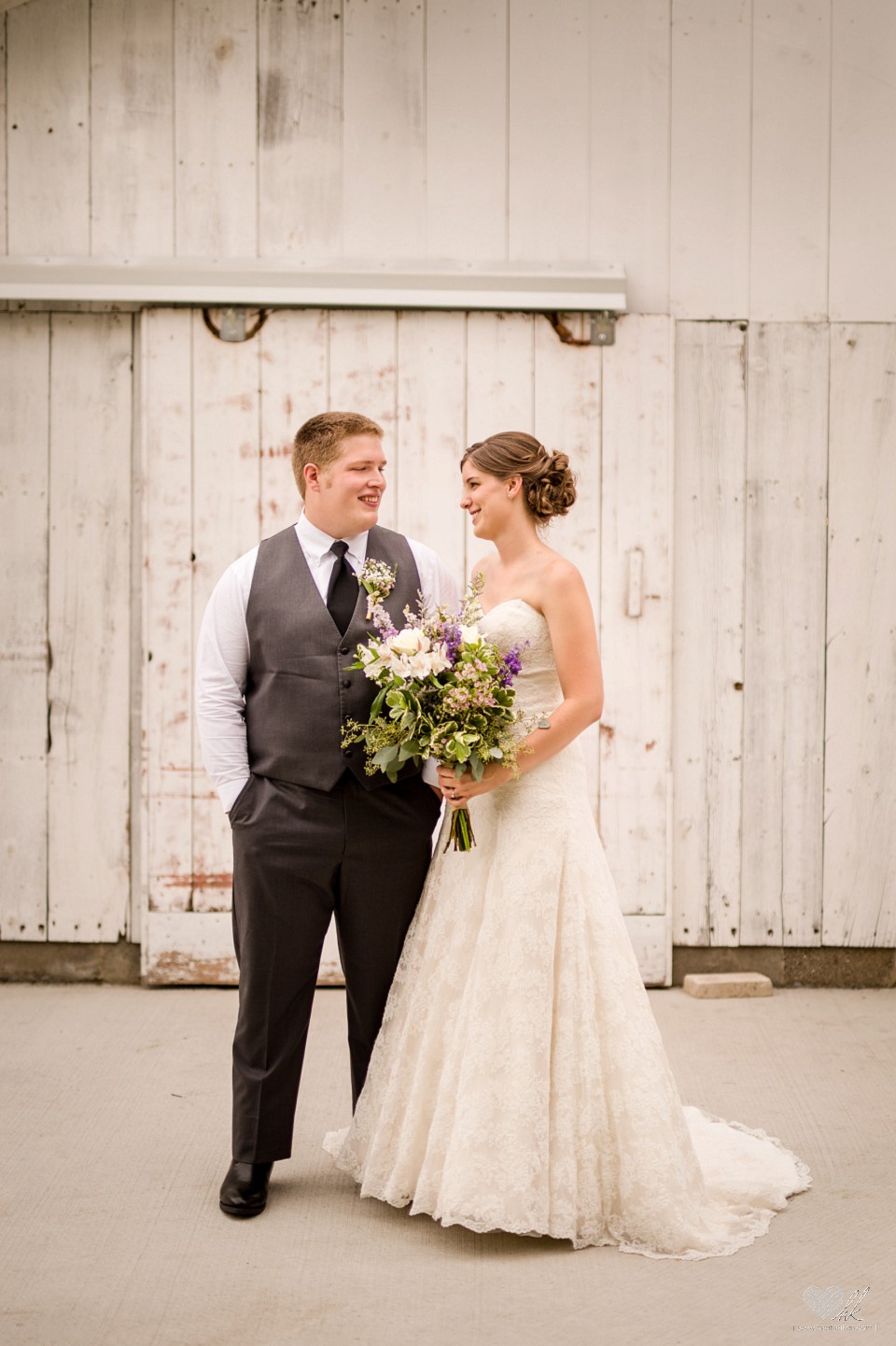 bride and groom at Milestone Barn Bannister, MI