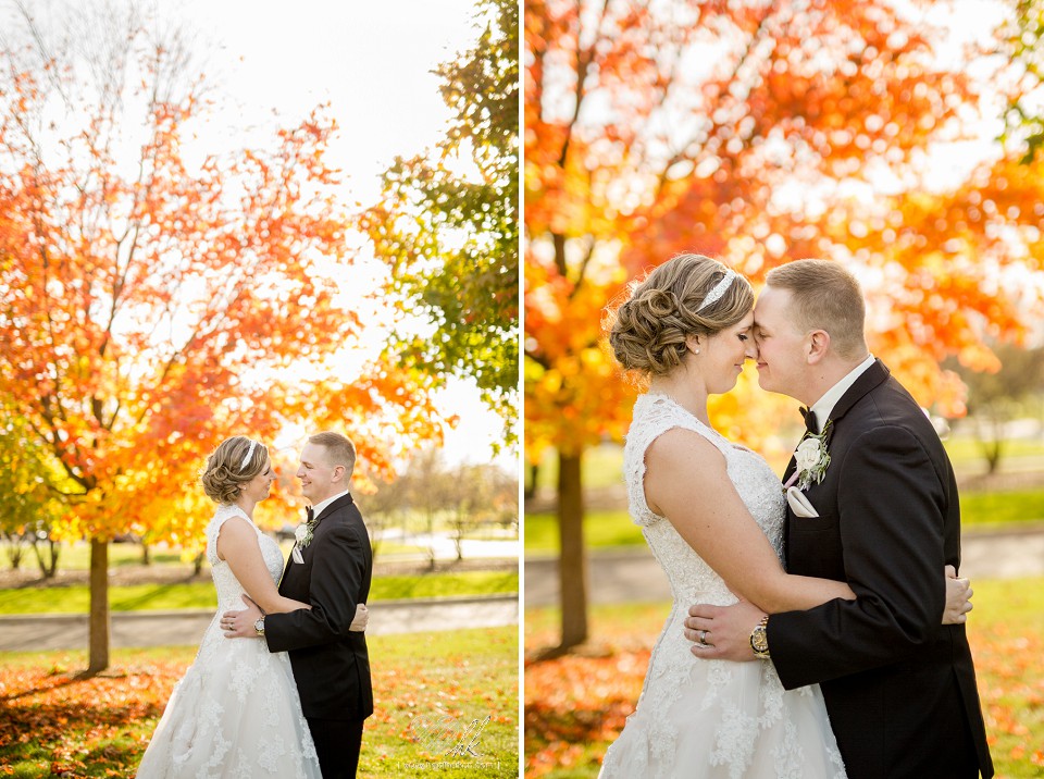 fall wedding photographs at lyon oaks banquet center