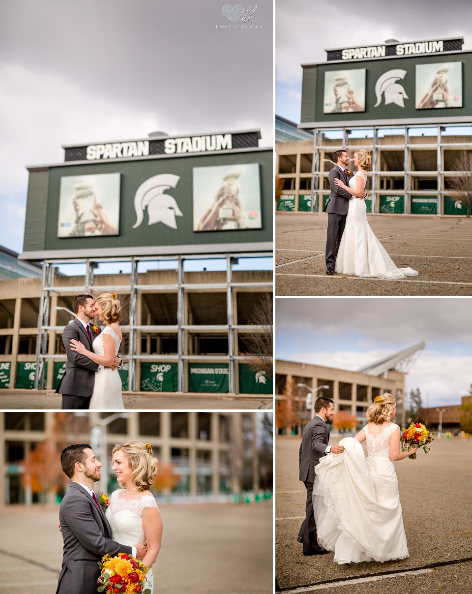 wedding photos at Spartan Stadium MSU