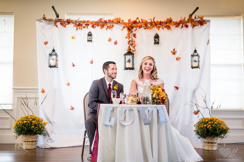 Hawk Hollow fall theme wedding reception