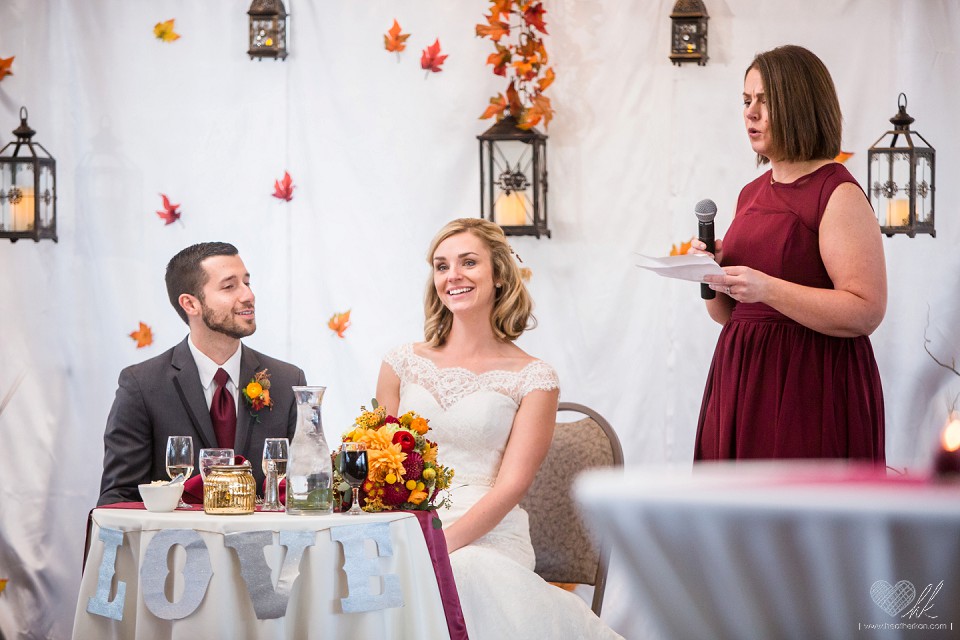 Hawk Hollow fall theme wedding reception toasts