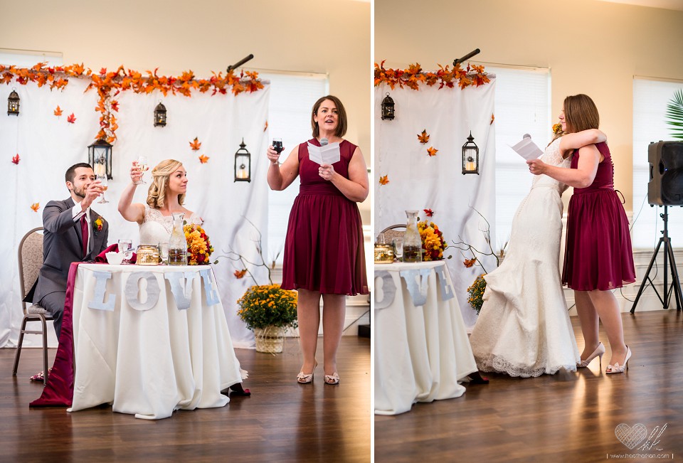 Hawk Hollow fall theme wedding reception toasts