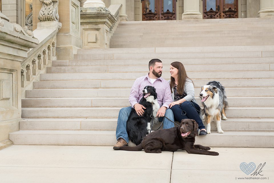 Engagement photographs with dogs Lansing Michigan