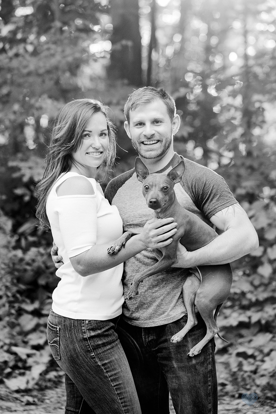 Engagement photographs with dog, Michigan