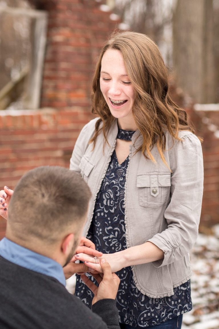 Adam Proposes to Kylie! | Grand Ledge Proposal Photographs at Lincoln Brick Park, Grand Ledge