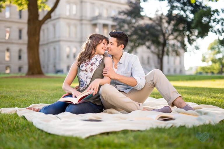 Claire and Nate | Engagement Session at the State Capital in Downtown Lansing