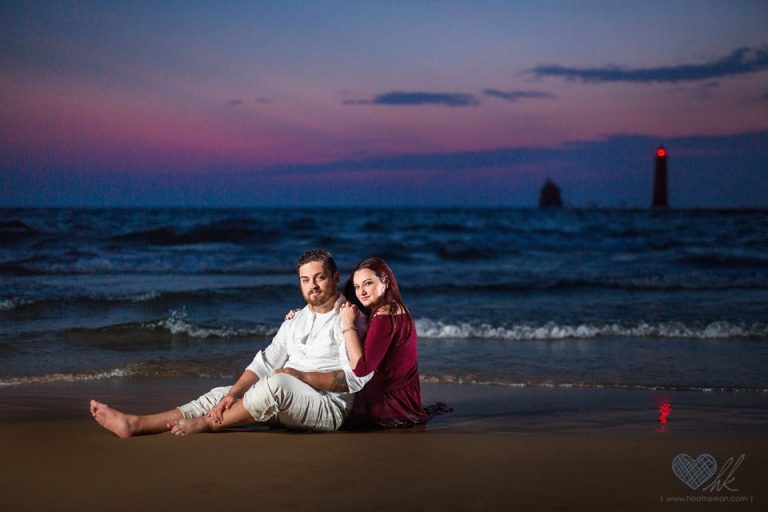 Lauren and Frank | Beach Sunset Engagement Session in Grand Haven
