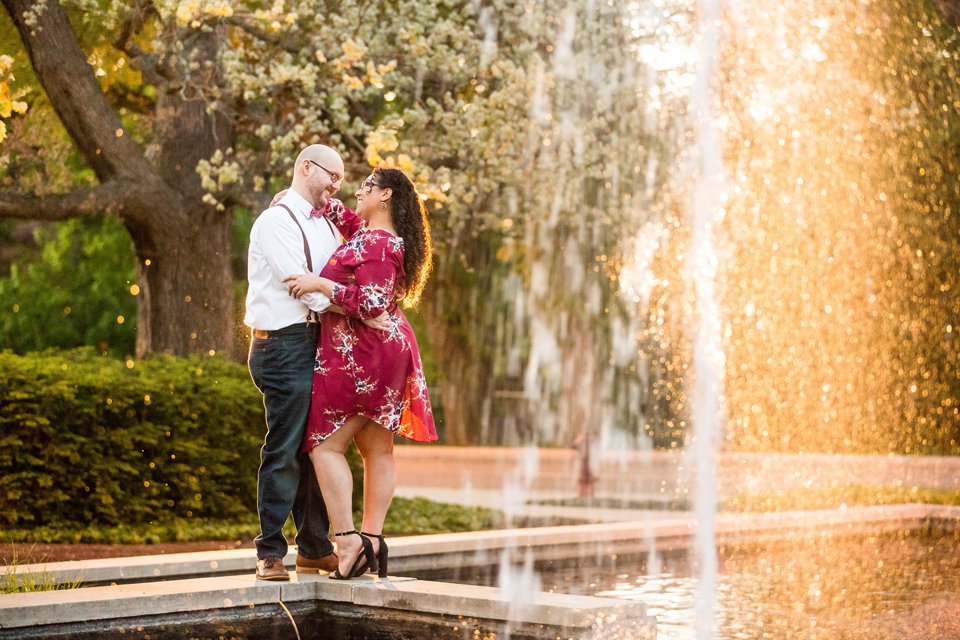 Engagement Session photographs near Library Fountain