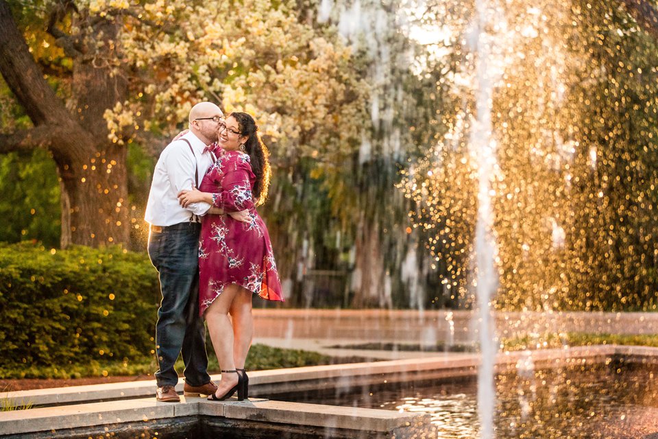 Engagement Session photographs near Library Fountain