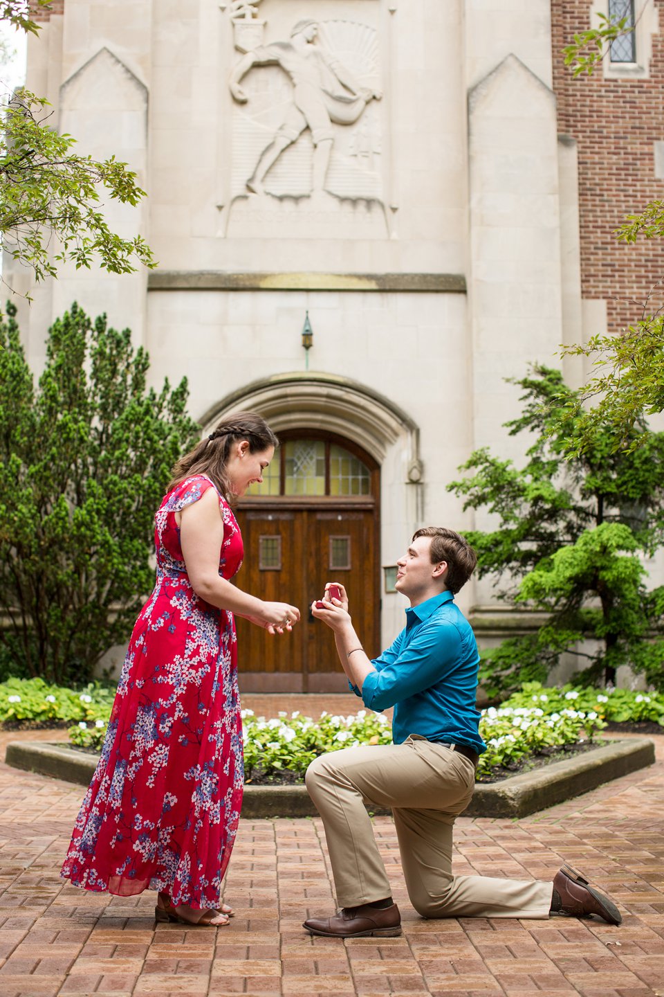 Proposal photographer at Beaumont Tower on MSU's campus, Michigan State University