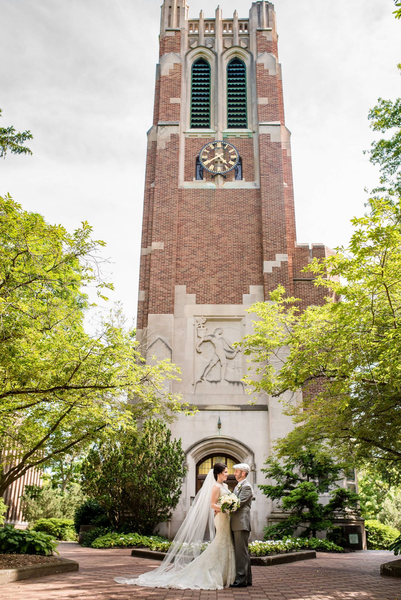 Wedding photographs at Beaumont Tower MSU