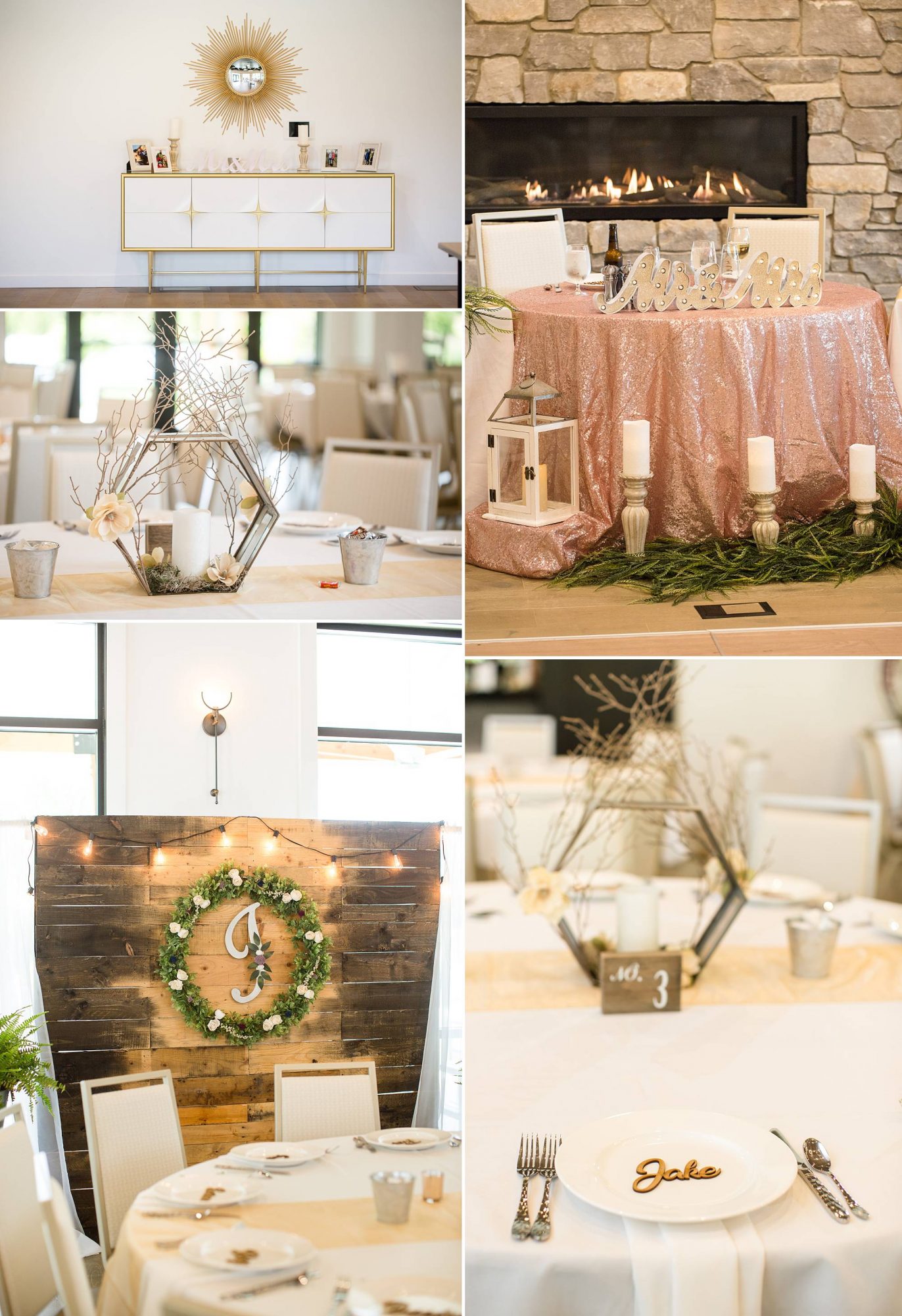 Bay Pointe Woods in Shelbyville, Michigan wedding reception decor