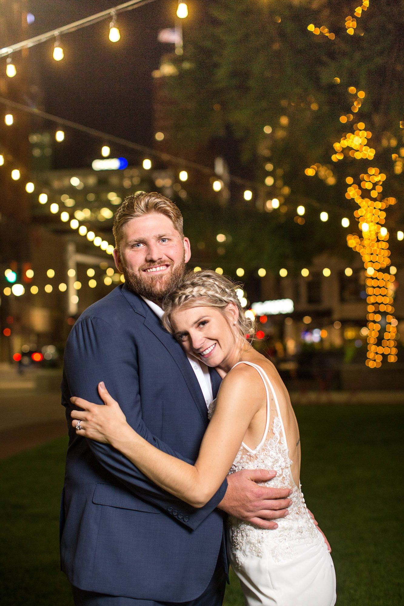 Wedding photographs at night at Eatori in Detroit Michigan