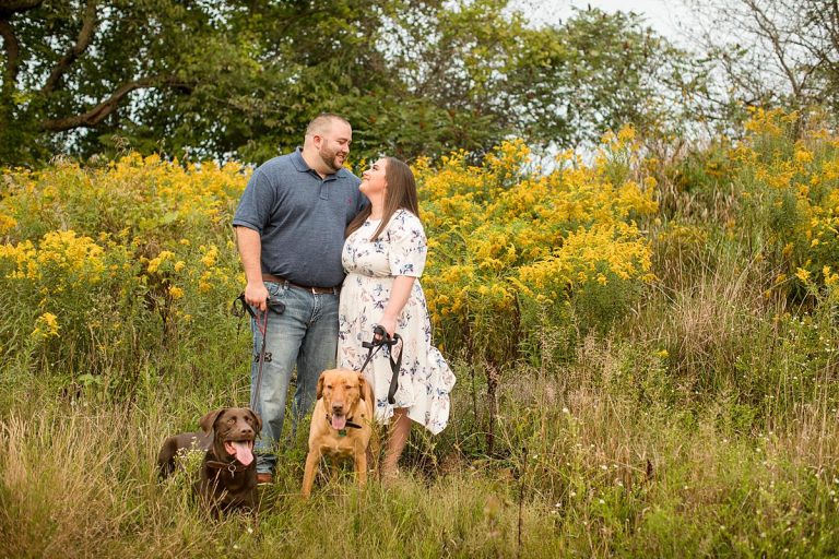 Alyssa and Ryan // Grand Ledge Engagement Session with Dogs