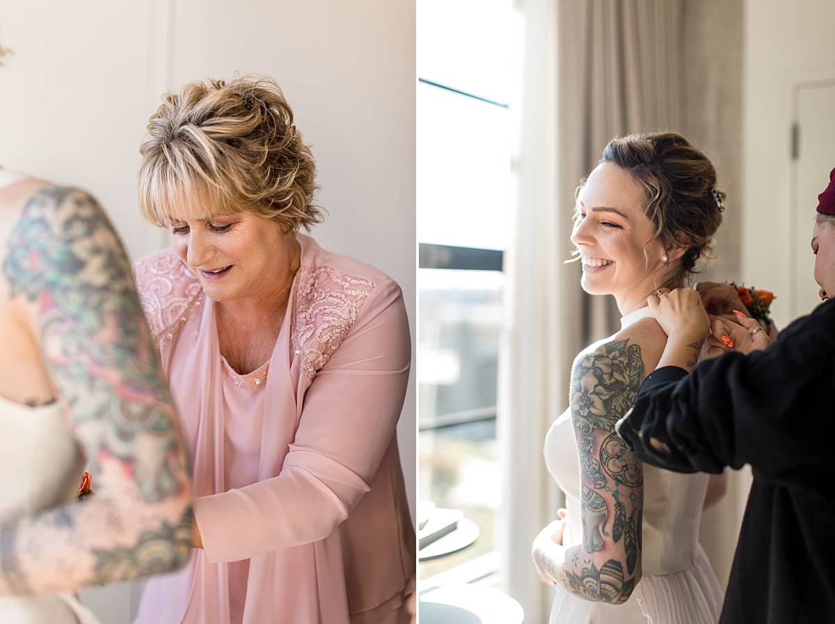 Bride getting ready at the Canopy by Hilton Grand Rapids Downtown