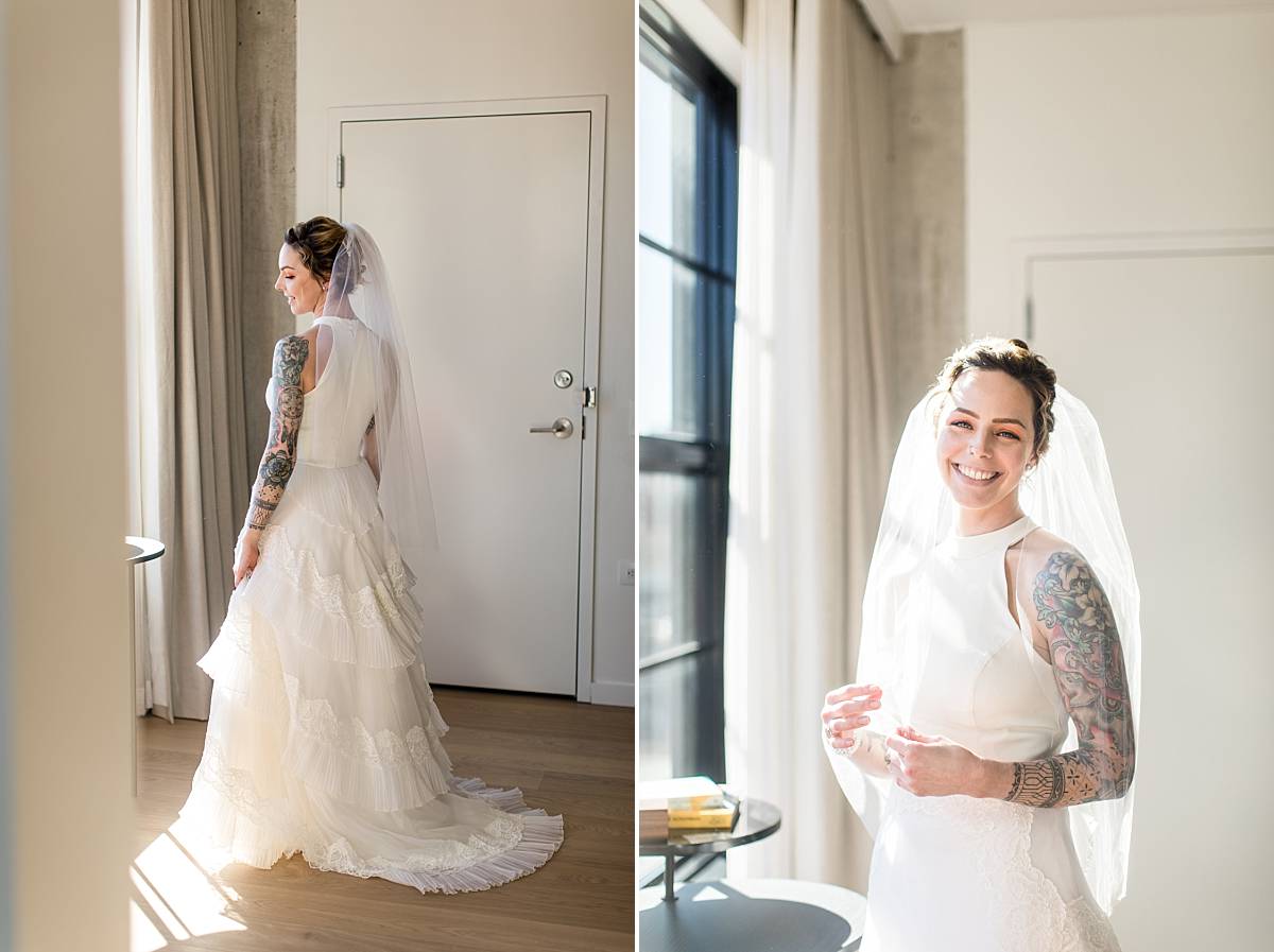 Bride getting ready at the Canopy by Hilton Grand Rapids Downtown