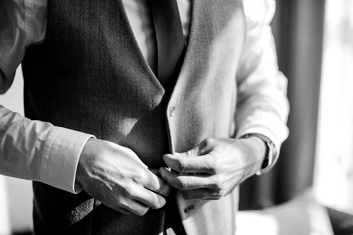 Groom getting ready at the Canopy by Hilton Grand Rapids Downtown