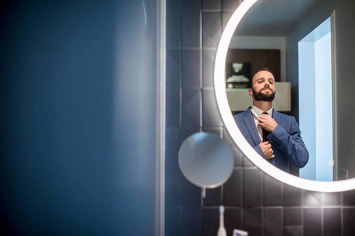 Groom getting ready at the Canopy by Hilton Grand Rapids Downtown