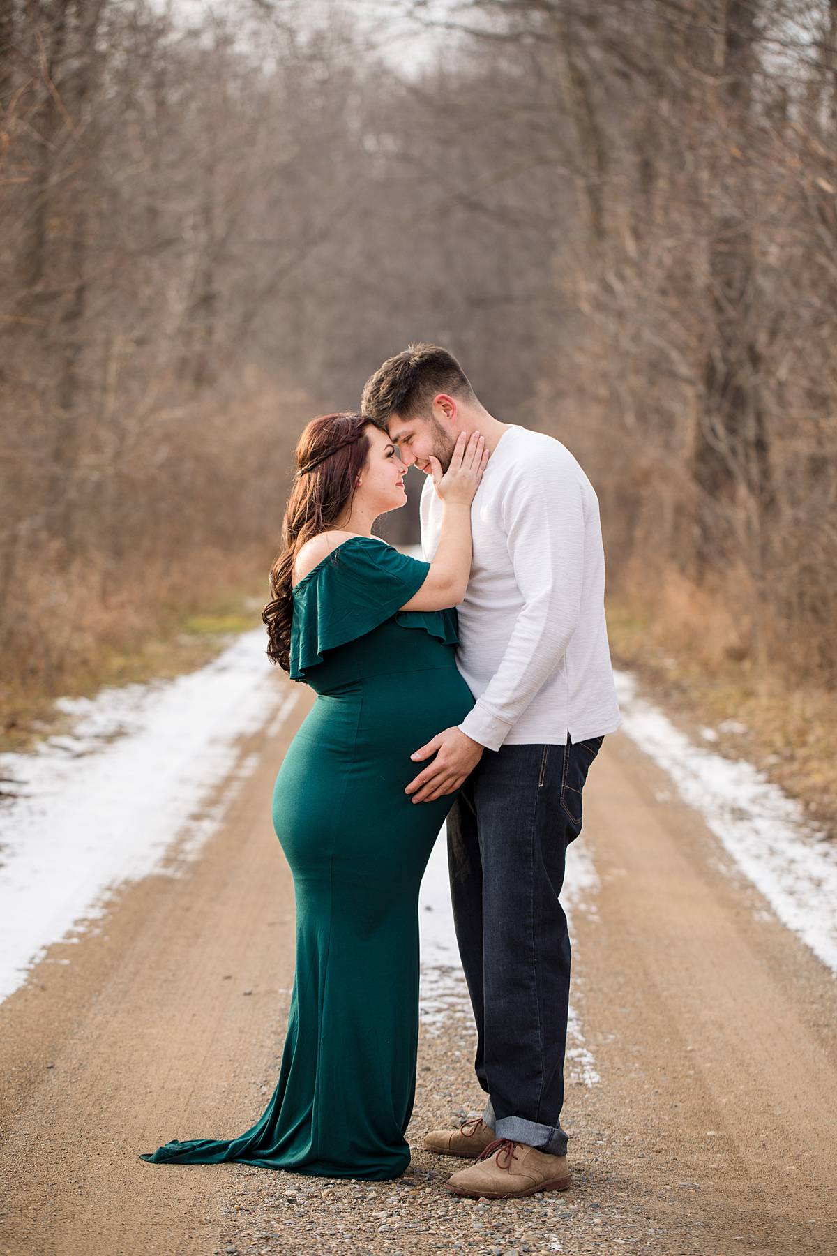 Maternity photos at the Lincoln Brick Park in Grand Ledge, Michigan