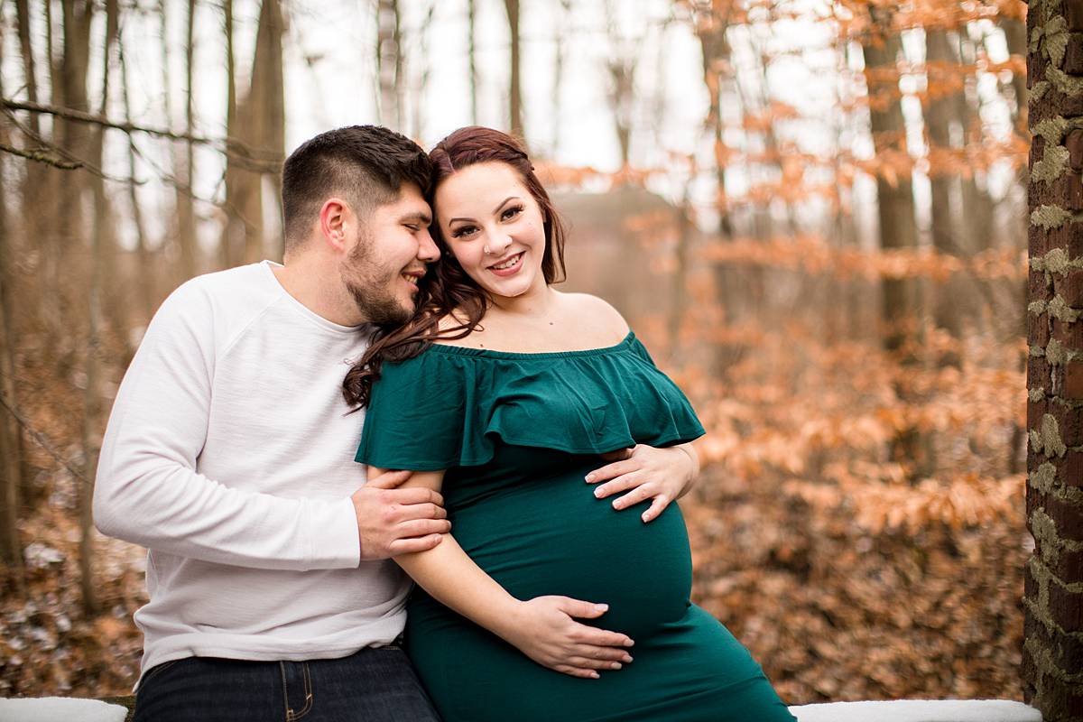 Maternity photographs at the Lincoln Brick Park in Grand Ledge, Michigan