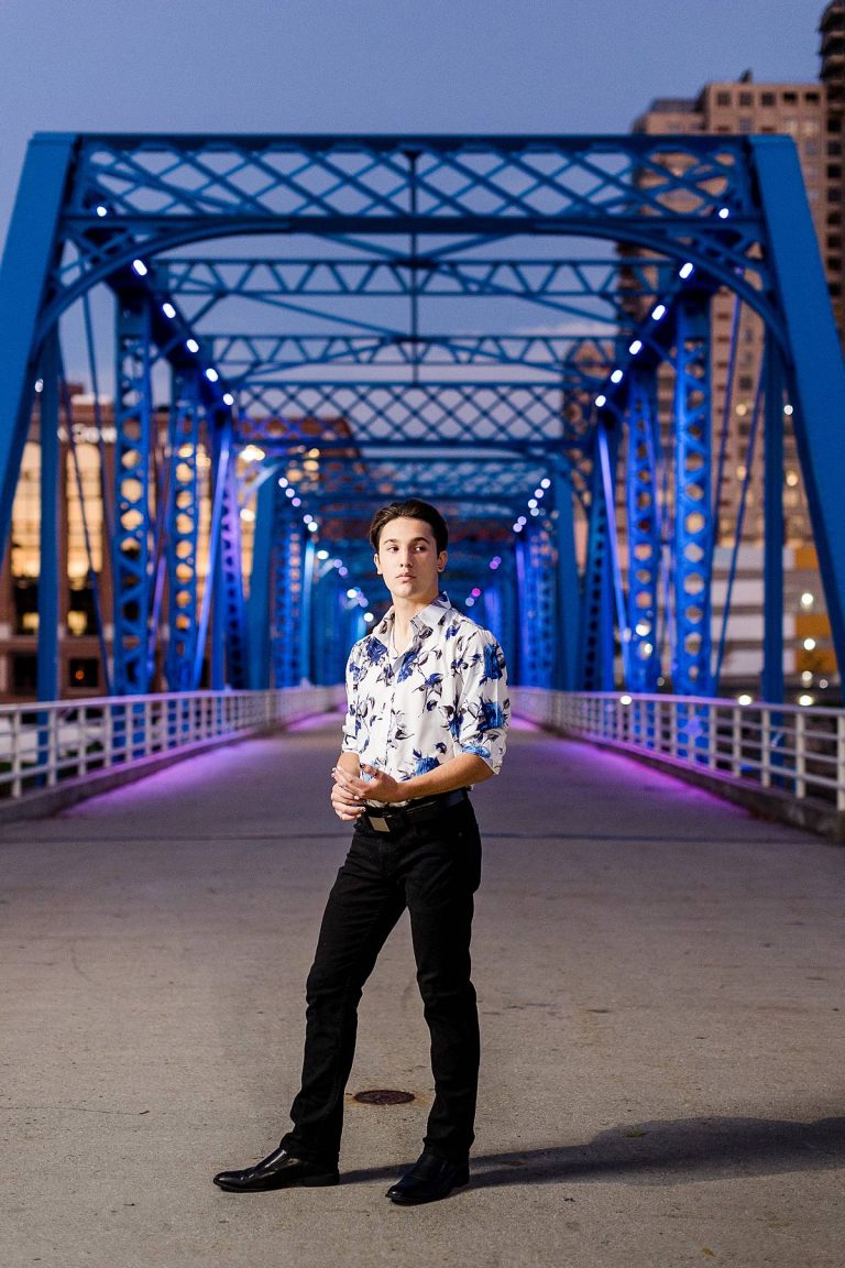 Collin N // Modern City Nightime Senior Session in Grand Rapids