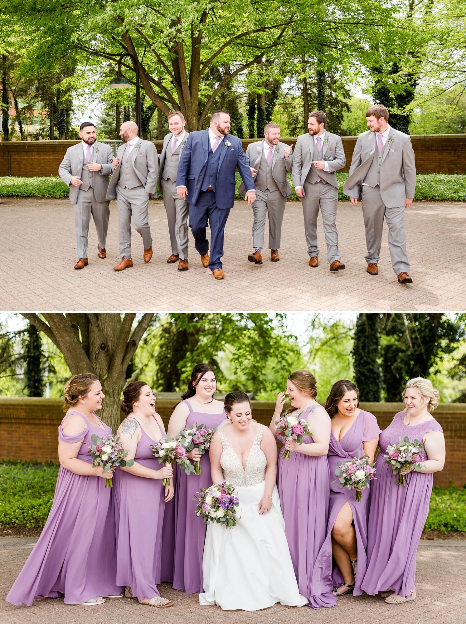 Record Box Loft outdoor portraits of bridesmaids and bride laughing