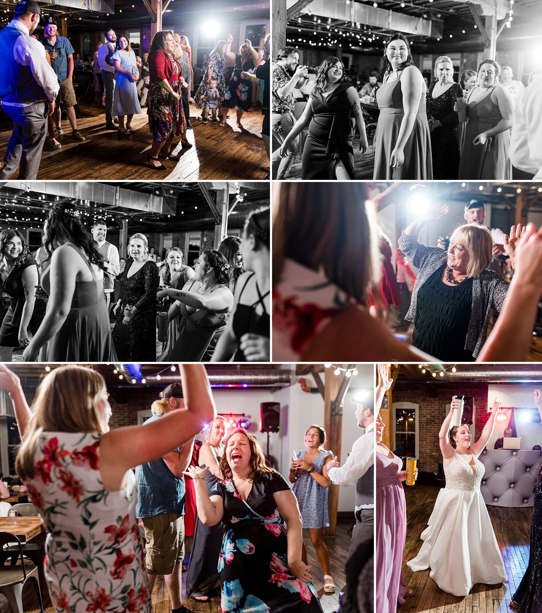 Record Box Loft Battle Creek, Michigan wedding reception dancefloor photographs