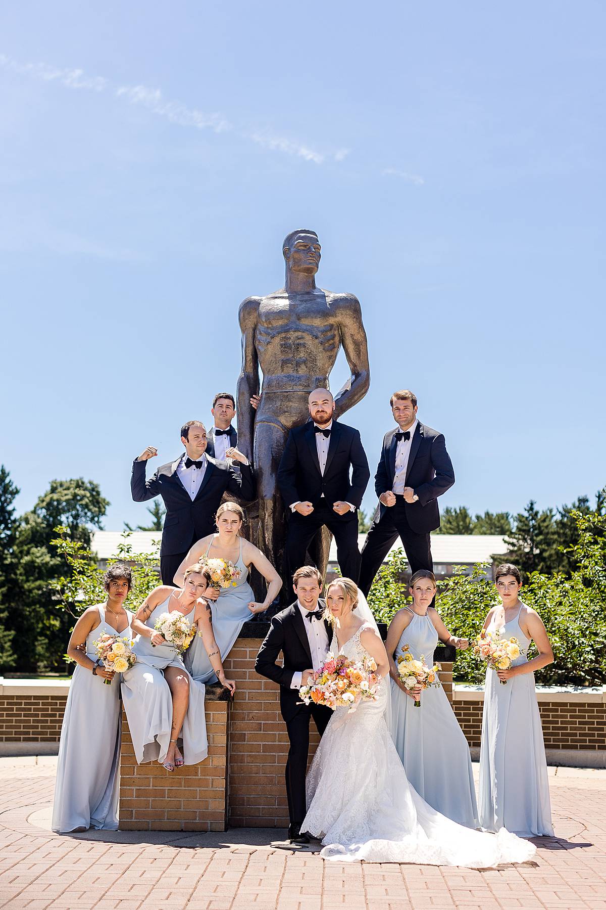 Michigan State University Wedding photographs at Sparty statue