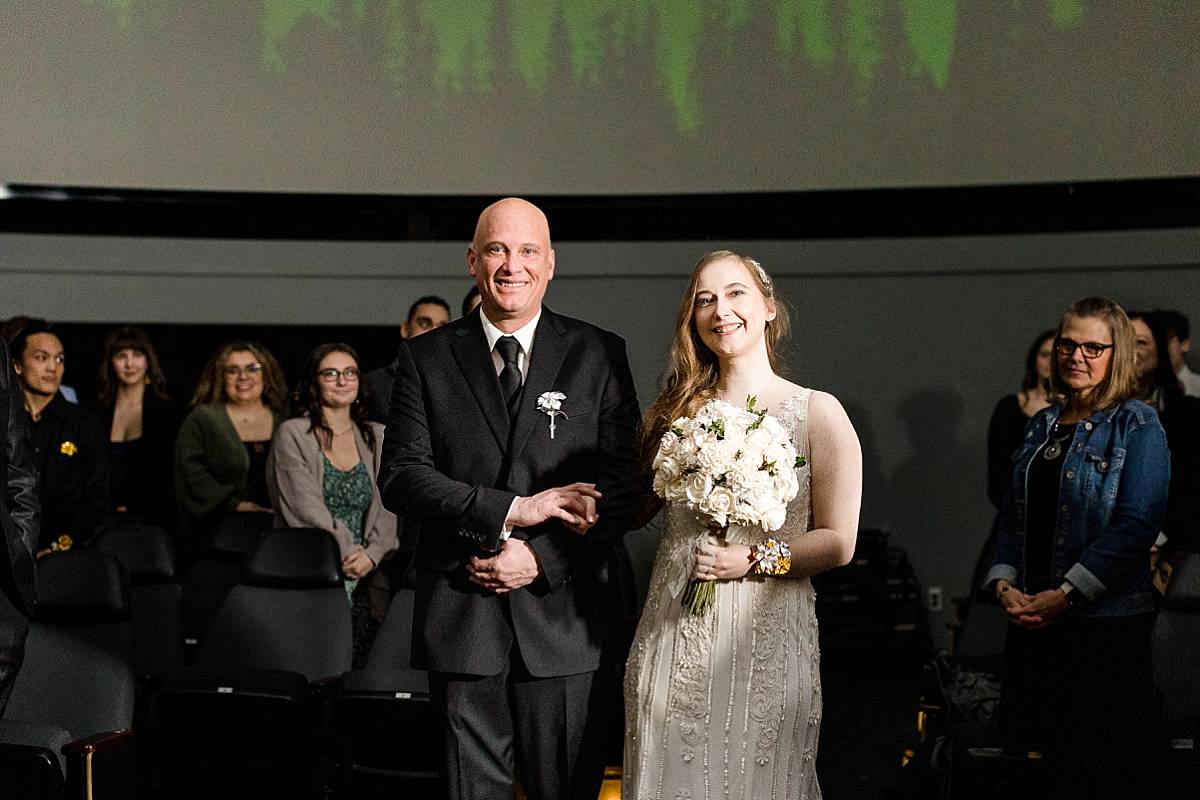 Wedding photographs at Abrams Planetarium, East Lansing Michigan